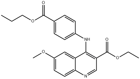 ethyl 6-methoxy-4-[4-(propoxycarbonyl)anilino]-3-quinolinecarboxylate 结构式