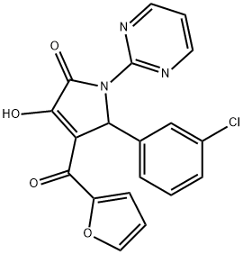 5-(3-chlorophenyl)-4-(2-furoyl)-3-hydroxy-1-(2-pyrimidinyl)-1,5-dihydro-2H-pyrrol-2-one 结构式