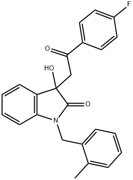 3-[2-(4-fluorophenyl)-2-oxoethyl]-3-hydroxy-1-(2-methylbenzyl)-1,3-dihydro-2H-indol-2-one 结构式