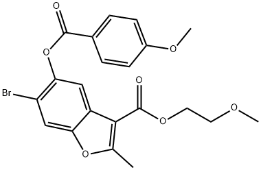 2-methoxyethyl 6-bromo-5-[(4-methoxybenzoyl)oxy]-2-methyl-1-benzofuran-3-carboxylate 结构式