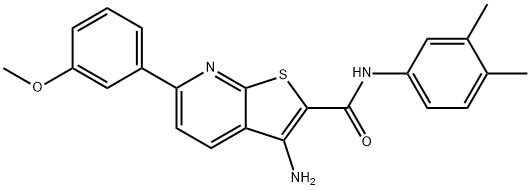 3-amino-N-(3,4-dimethylphenyl)-6-(3-methoxyphenyl)thieno[2,3-b]pyridine-2-carboxamide 结构式