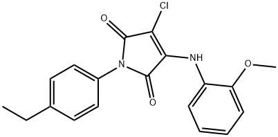 3-chloro-1-(4-ethylphenyl)-4-(2-methoxyanilino)-1H-pyrrole-2,5-dione 结构式