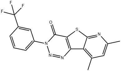 7,9-Dimethyl-3-(3-trifluorophenyl)-3,4-dihydropyridine[3',2':4,5]thieno[3,2-d]-1,2,3-triazin-4-one 结构式