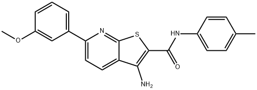 3-amino-6-(3-methoxyphenyl)-N-(4-methylphenyl)thieno[2,3-b]pyridine-2-carboxamide 结构式