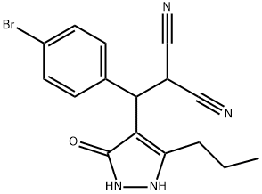 2-[(4-bromophenyl)(3-hydroxy-5-propyl-1H-pyrazol-4-yl)methyl]malononitrile 结构式