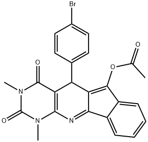 5-(4-bromophenyl)-1,3-dimethyl-2,4-dioxo-2,3,4,5-tetrahydro-1H-indeno[2',1':5,6]pyrido[2,3-d]pyrimidin-6-ylacetate 结构式