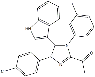 1-[1-(4-chlorophenyl)-5-(1H-indol-3-yl)-4-(3-methylphenyl)-4,5-dihydro-1H-1,2,4-triazol-3-yl]ethanone 结构式