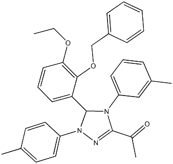 1-[5-[2-(benzyloxy)-3-ethoxyphenyl]-4-(3-methylphenyl)-1-(4-methylphenyl)-4,5-dihydro-1H-1,2,4-triazol-3-yl]ethanone 结构式