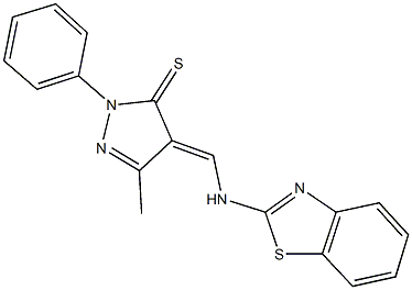 4-[(1,3-benzothiazol-2-ylamino)methylene]-5-methyl-2-phenyl-2,4-dihydro-3H-pyrazole-3-thione 结构式