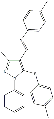 4-methyl-N-({3-methyl-5-[(4-methylphenyl)sulfanyl]-1-phenyl-1H-pyrazol-4-yl}methylene)aniline 结构式