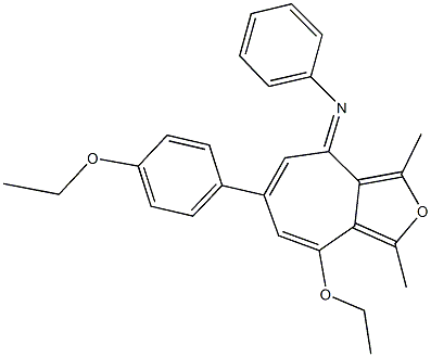 N-[8-ethoxy-6-(4-ethoxyphenyl)-1,3-dimethyl-4H-cyclohepta[c]furan-4-ylidene]-N-phenylamine 结构式