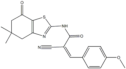 2-cyano-N-(5,5-dimethyl-7-oxo-4,5,6,7-tetrahydro-1,3-benzothiazol-2-yl)-3-(4-methoxyphenyl)acrylamide 结构式