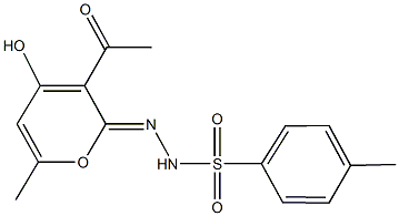 N'-(3-acetyl-4-hydroxy-6-methyl-2H-pyran-2-ylidene)-4-methylbenzenesulfonohydrazide 结构式