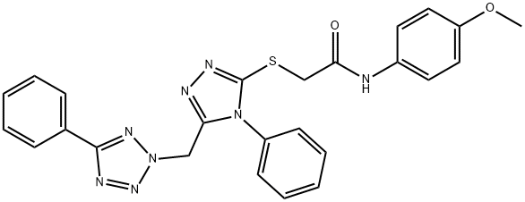 N-(4-methoxyphenyl)-2-({4-phenyl-5-[(5-phenyl-2H-tetraazol-2-yl)methyl]-4H-1,2,4-triazol-3-yl}sulfanyl)acetamide 结构式