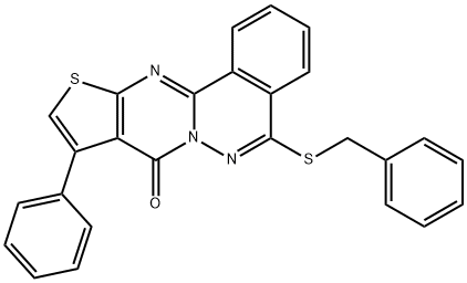5-(benzylsulfanyl)-9-phenyl-8H-thieno[2',3':4,5]pyrimido[2,1-a]phthalazin-8-one 结构式