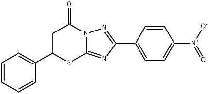 2-{4-nitrophenyl}-5-phenyl-5,6-dihydro-7H-[1,2,4]triazolo[5,1-b][1,3]thiazin-7-one 结构式