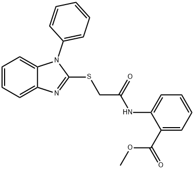 methyl 2-({[(1-phenyl-1H-benzimidazol-2-yl)sulfanyl]acetyl}amino)benzoate 结构式
