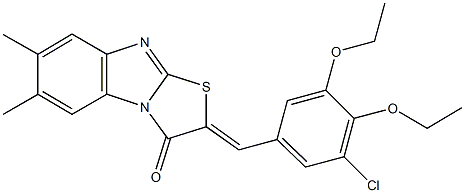 2-(3-chloro-4,5-diethoxybenzylidene)-6,7-dimethyl[1,3]thiazolo[3,2-a]benzimidazol-3(2H)-one 结构式