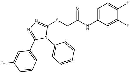 N-(3,4-difluorophenyl)-2-{[5-(3-fluorophenyl)-4-phenyl-4H-1,2,4-triazol-3-yl]sulfanyl}acetamide 结构式