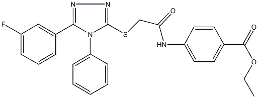 ethyl 4-[({[5-(3-fluorophenyl)-4-phenyl-4H-1,2,4-triazol-3-yl]sulfanyl}acetyl)amino]benzoate 结构式