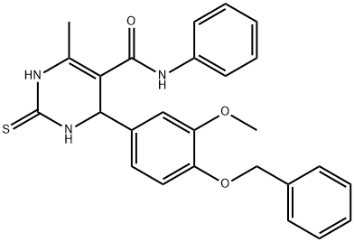 4-[4-(benzyloxy)-3-methoxyphenyl]-6-methyl-N-phenyl-2-thioxo-1,2,3,4-tetrahydropyrimidine-5-carboxamide 结构式