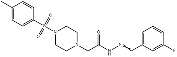 N'-(3-fluorobenzylidene)-2-{4-[(4-methylphenyl)sulfonyl]-1-piperazinyl}acetohydrazide 结构式