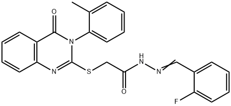 N'-(2-fluorobenzylidene)-2-{[3-(2-methylphenyl)-4-oxo-3,4-dihydro-2-quinazolinyl]sulfanyl}acetohydrazide 结构式