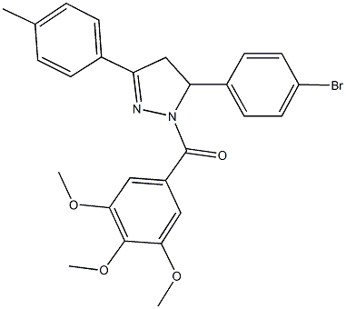 5-(4-bromophenyl)-3-(4-methylphenyl)-1-(3,4,5-trimethoxybenzoyl)-4,5-dihydro-1H-pyrazole 结构式