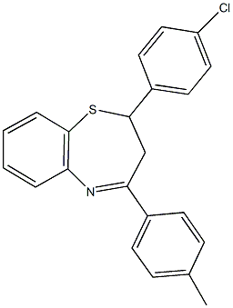 2-(4-chlorophenyl)-4-(4-methylphenyl)-2,3-dihydro-1,5-benzothiazepine 结构式