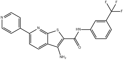 3-amino-6-(4-pyridinyl)-N-[3-(trifluoromethyl)phenyl]thieno[2,3-b]pyridine-2-carboxamide 结构式