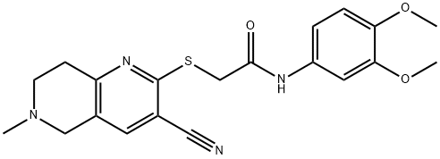 2-[(3-cyano-6-methyl-5,6,7,8-tetrahydro[1,6]naphthyridin-2-yl)sulfanyl]-N-(3,4-dimethoxyphenyl)acetamide 结构式