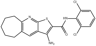 3-amino-N-(2,6-dichlorophenyl)-6,7,8,9-tetrahydro-5H-cyclohepta[b]thieno[3,2-e]pyridine-2-carboxamide 结构式