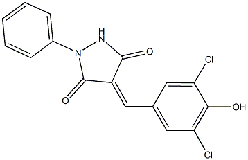 4-(3,5-dichloro-4-hydroxybenzylidene)-1-phenyl-3,5-pyrazolidinedione 结构式