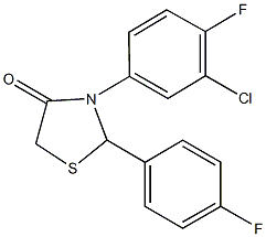 3-(3-chloro-4-fluorophenyl)-2-(4-fluorophenyl)-1,3-thiazolidin-4-one 结构式