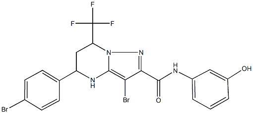 3-bromo-5-(4-bromophenyl)-N-(3-hydroxyphenyl)-7-(trifluoromethyl)-4,5,6,7-tetrahydropyrazolo[1,5-a]pyrimidine-2-carboxamide 结构式