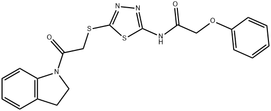 N-(5-{[2-(2,3-dihydro-1H-indol-1-yl)-2-oxoethyl]sulfanyl}-1,3,4-thiadiazol-2-yl)-2-phenoxyacetamide 结构式