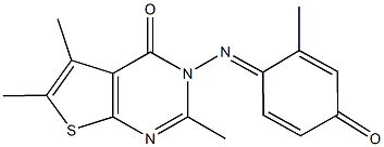2,5,6-trimethyl-3-[(2-methyl-4-oxo-2,5-cyclohexadien-1-ylidene)amino]thieno[2,3-d]pyrimidin-4(3H)-one 结构式