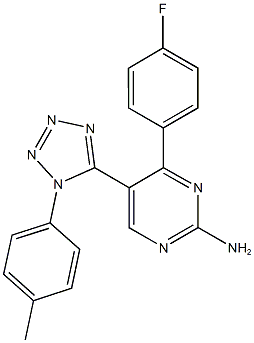 4-(4-fluorophenyl)-5-[1-(4-methylphenyl)-1H-tetraazol-5-yl]pyrimidin-2-amine 结构式