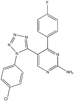 5-[1-(4-chlorophenyl)-1H-tetraazol-5-yl]-4-(4-fluorophenyl)-2-pyrimidinylamine 结构式