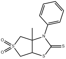 3a-methyl-3-phenyltetrahydrothieno[3,4-d][1,3]thiazole-2(3H)-thione 5,5-dioxide 结构式