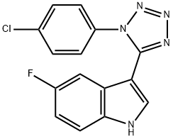 3-[1-(4-chlorophenyl)-1H-tetraazol-5-yl]-5-fluoro-1H-indole 结构式