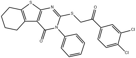 2-{[2-(3,4-dichlorophenyl)-2-oxoethyl]sulfanyl}-3-phenyl-5,6,7,8-tetrahydro[1]benzothieno[2,3-d]pyrimidin-4(3H)-one 结构式