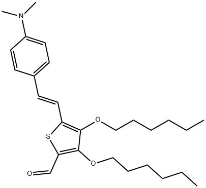 5-{2-[4-(dimethylamino)phenyl]vinyl}-3,4-bis(hexyloxy)-2-thiophenecarbaldehyde 结构式