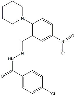 4-chloro-N'-[5-nitro-2-(1-piperidinyl)benzylidene]benzohydrazide 结构式
