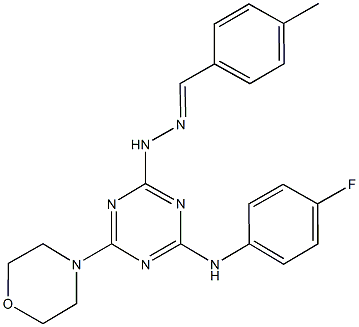 4-methylbenzaldehyde [4-(4-fluoroanilino)-6-(4-morpholinyl)-1,3,5-triazin-2-yl]hydrazone 结构式