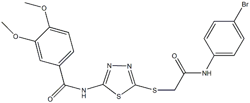N-(5-{[2-(4-bromoanilino)-2-oxoethyl]sulfanyl}-1,3,4-thiadiazol-2-yl)-3,4-dimethoxybenzamide 结构式