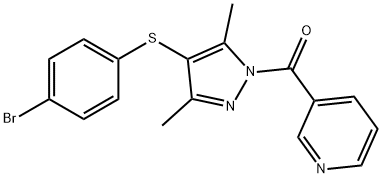 4-bromophenyl 3,5-dimethyl-1-(3-pyridinylcarbonyl)-1H-pyrazol-4-yl sulfide 结构式