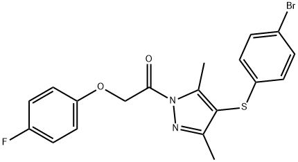 4-[(4-bromophenyl)sulfanyl]-1-[(4-fluorophenoxy)acetyl]-3,5-dimethyl-1H-pyrazole 结构式
