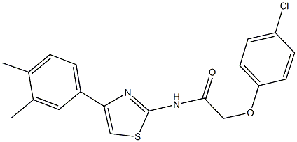 2-(4-chlorophenoxy)-N-[4-(3,4-dimethylphenyl)-1,3-thiazol-2-yl]acetamide 结构式
