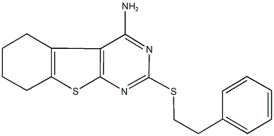 2-[(2-phenylethyl)sulfanyl]-5,6,7,8-tetrahydro[1]benzothieno[2,3-d]pyrimidin-4-amine 结构式